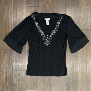 FYLO Black Embroidered Blouse